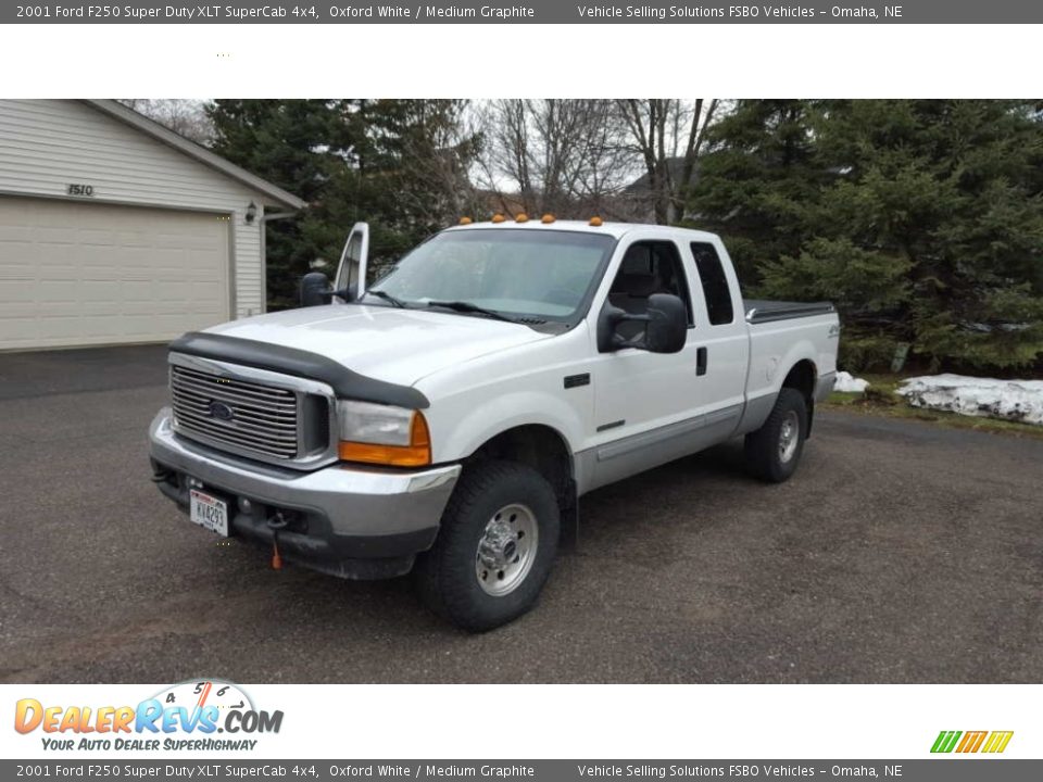 2001 Ford F250 Super Duty XLT SuperCab 4x4 Oxford White / Medium Graphite Photo #1