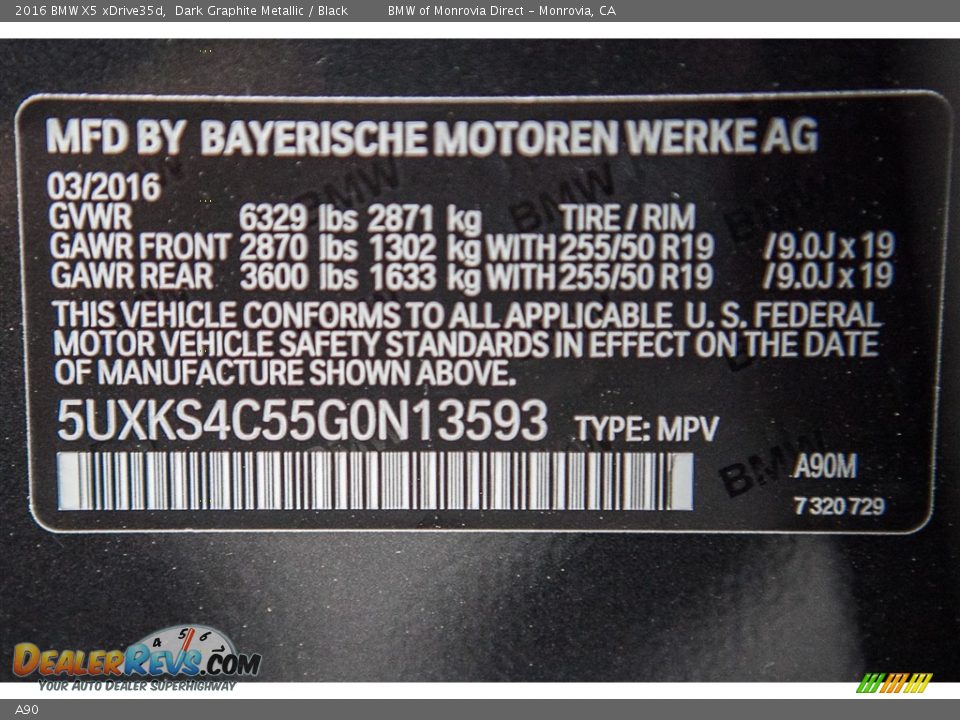 BMW Color Code A90 Dark Graphite Metallic