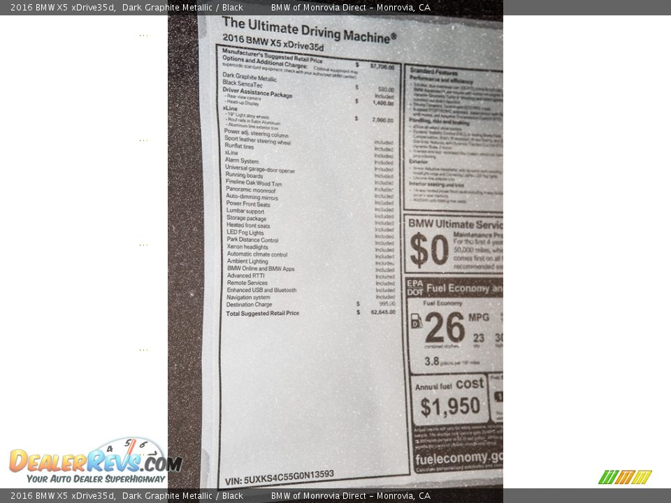 2016 BMW X5 xDrive35d Window Sticker Photo #11