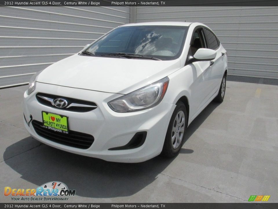 2012 Hyundai Accent GLS 4 Door Century White / Beige Photo #4