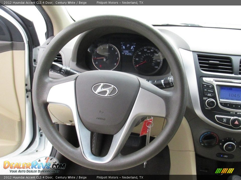 2012 Hyundai Accent GLS 4 Door Century White / Beige Photo #36