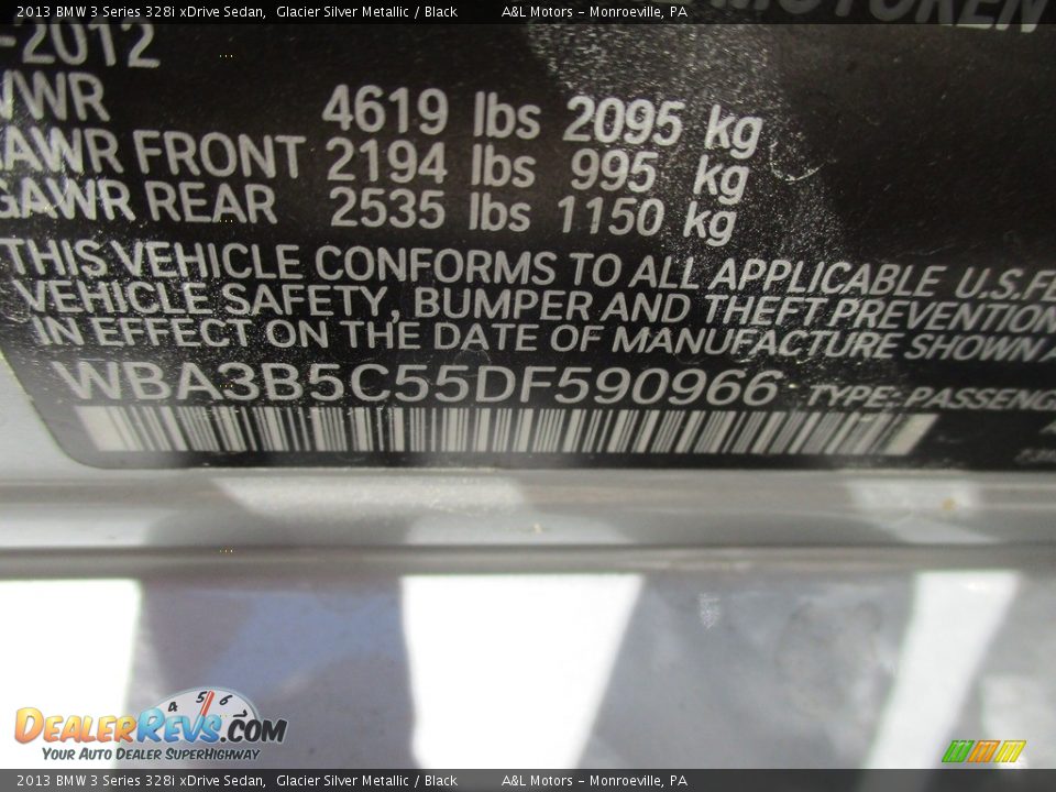 2013 BMW 3 Series 328i xDrive Sedan Glacier Silver Metallic / Black Photo #19