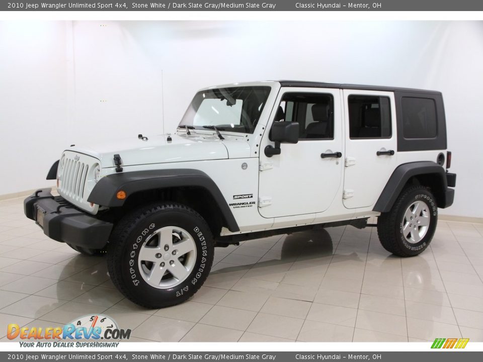 2010 Jeep Wrangler Unlimited Sport 4x4 Stone White / Dark Slate Gray/Medium Slate Gray Photo #3