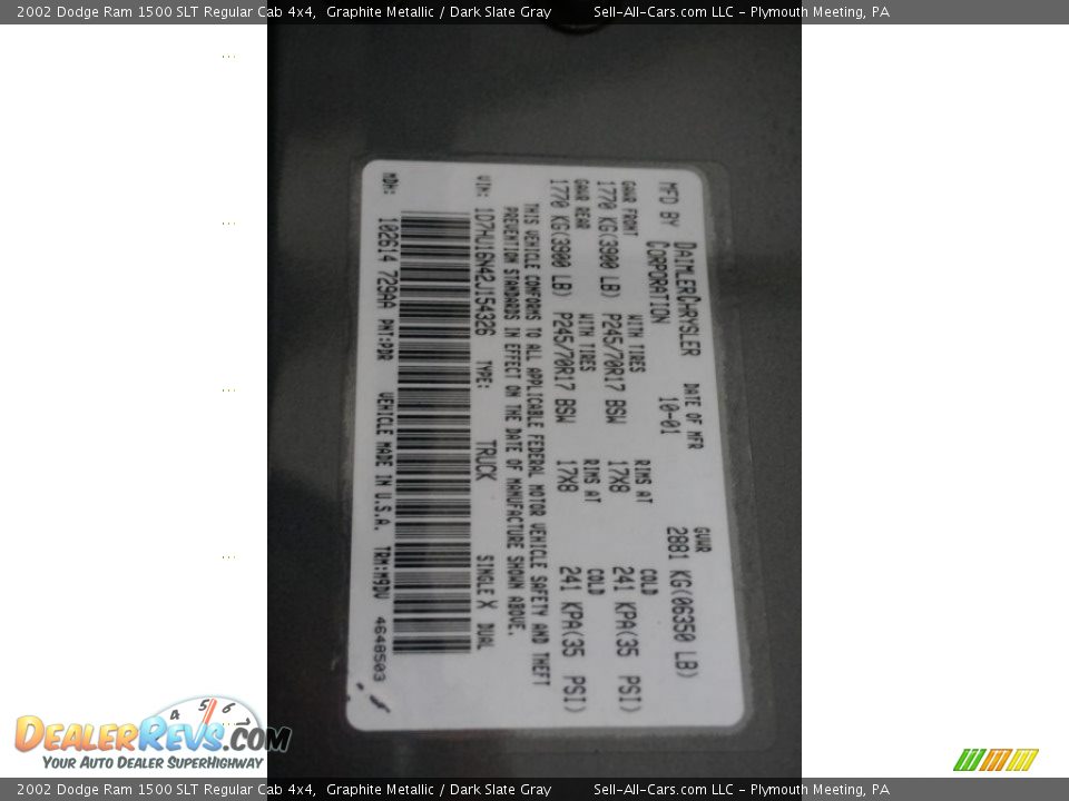 2002 Dodge Ram 1500 SLT Regular Cab 4x4 Graphite Metallic / Dark Slate Gray Photo #14