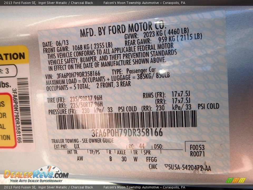 2013 Ford Fusion SE Ingot Silver Metallic / Charcoal Black Photo #23