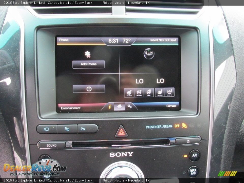 2016 Ford Explorer Limited Caribou Metallic / Ebony Black Photo #29