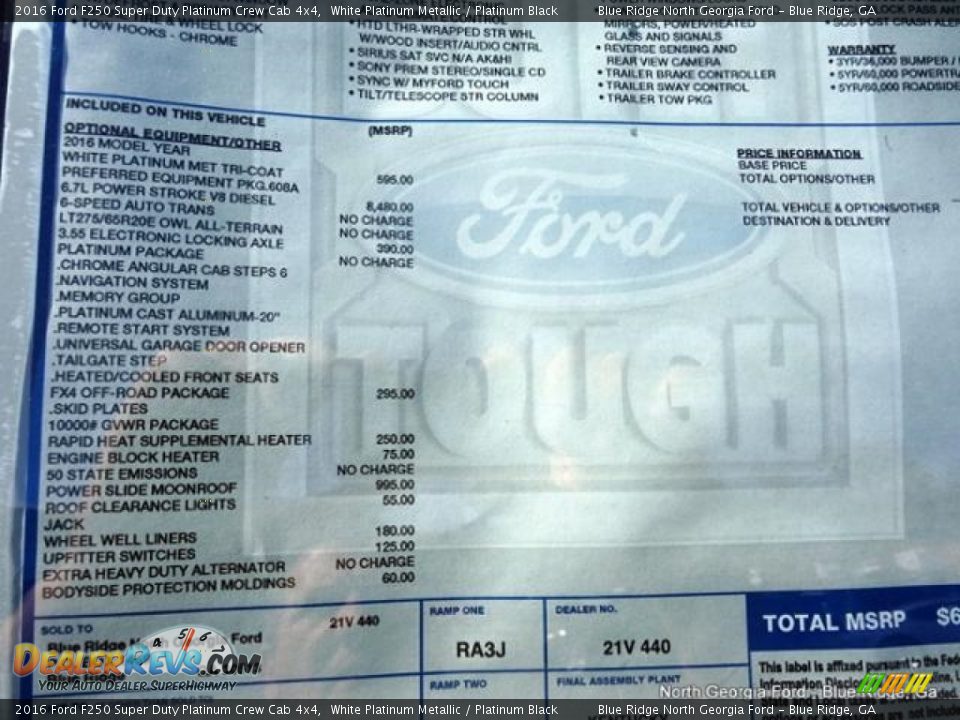 2016 Ford F250 Super Duty Platinum Crew Cab 4x4 White Platinum Metallic / Platinum Black Photo #31