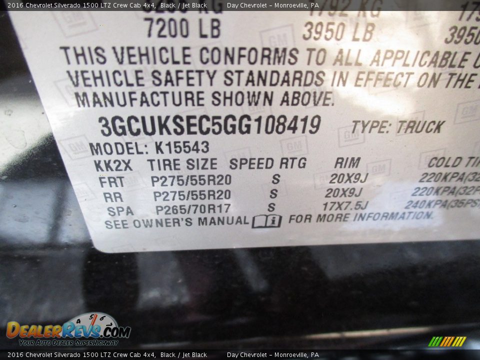 2016 Chevrolet Silverado 1500 LTZ Crew Cab 4x4 Black / Jet Black Photo #19
