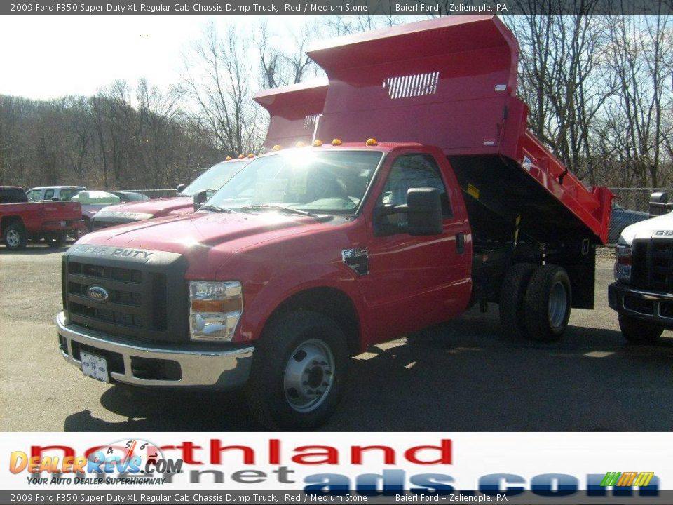 2009 Ford F350 Super Duty XL Regular Cab Chassis Dump Truck Red / Medium Stone Photo #1