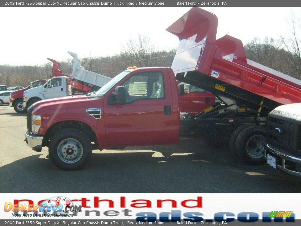 2009 Ford F350 Super Duty XL Regular Cab Chassis Dump Truck Red / Medium Stone Photo #2