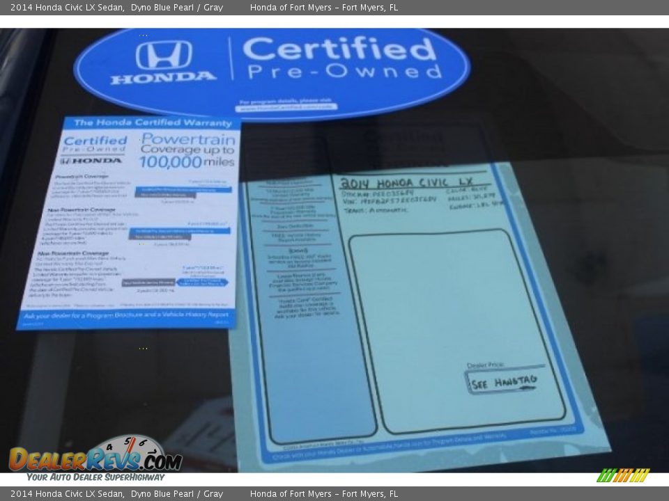 2014 Honda Civic LX Sedan Dyno Blue Pearl / Gray Photo #33