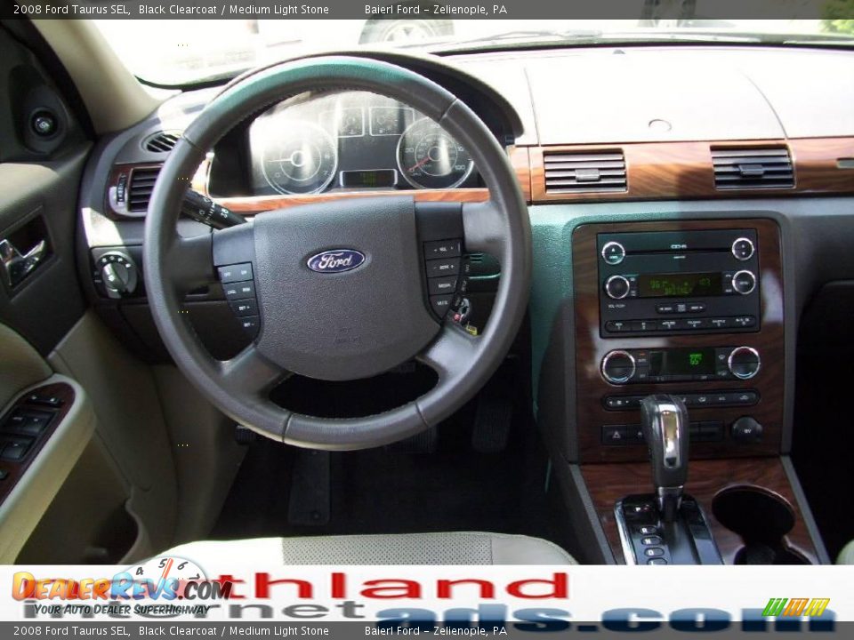 2008 Ford Taurus SEL Black Clearcoat / Medium Light Stone Photo #13