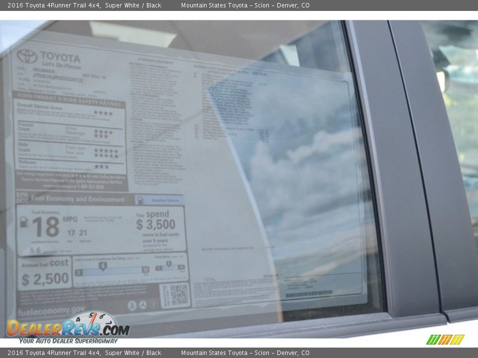 2016 Toyota 4Runner Trail 4x4 Super White / Black Photo #10