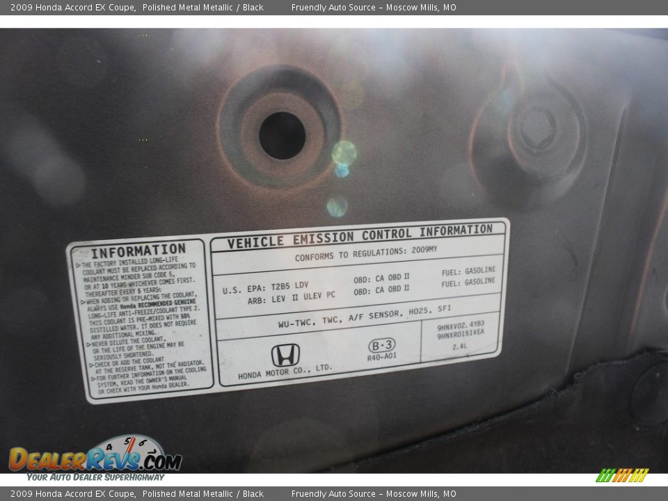 2009 Honda Accord EX Coupe Polished Metal Metallic / Black Photo #32