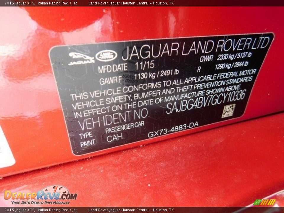 2016 Jaguar XF S Italian Racing Red / Jet Photo #22