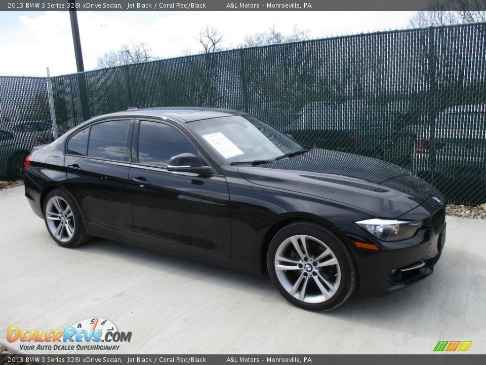 2013 BMW 3 Series 328i xDrive Sedan Jet Black / Coral Red/Black Photo #1