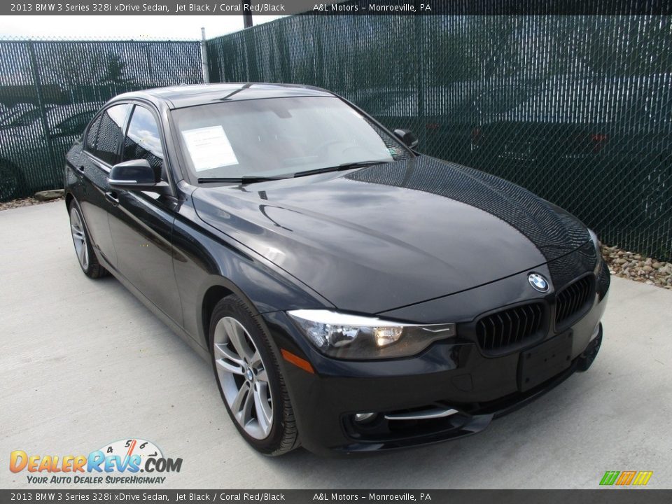2013 BMW 3 Series 328i xDrive Sedan Jet Black / Coral Red/Black Photo #5