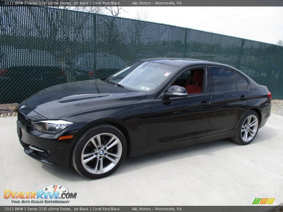 2013 BMW 3 Series 328i xDrive Sedan Jet Black / Coral Red/Black Photo #8