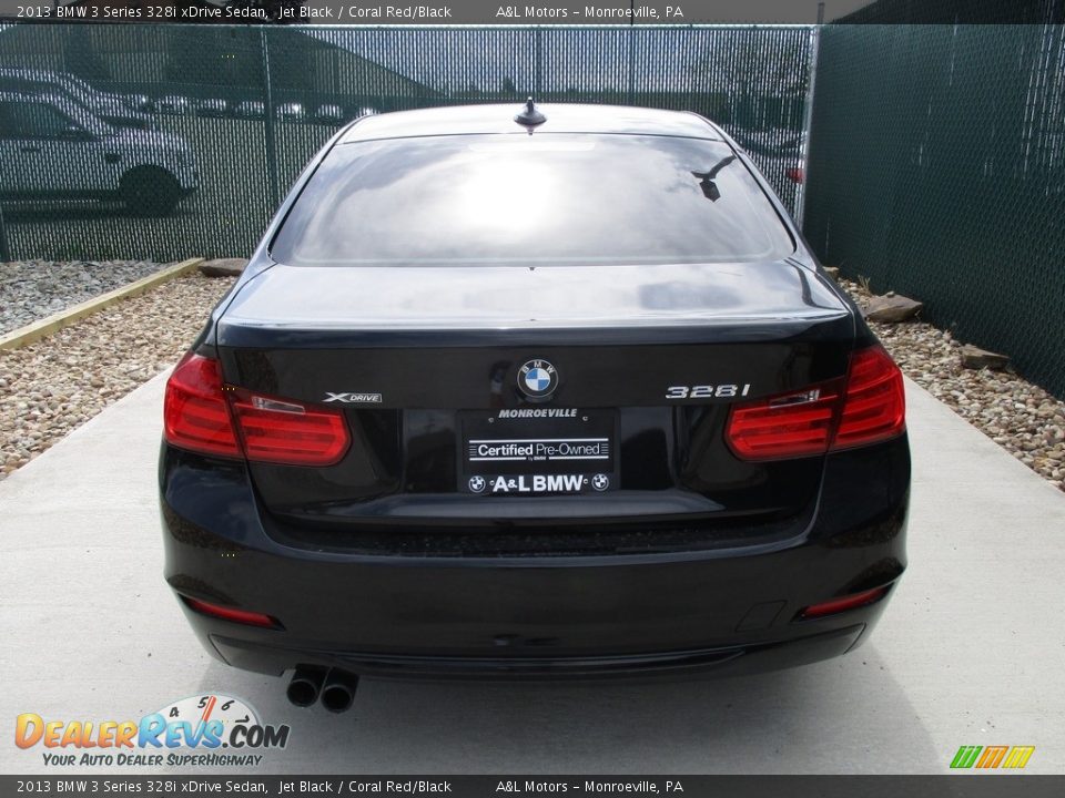 2013 BMW 3 Series 328i xDrive Sedan Jet Black / Coral Red/Black Photo #9