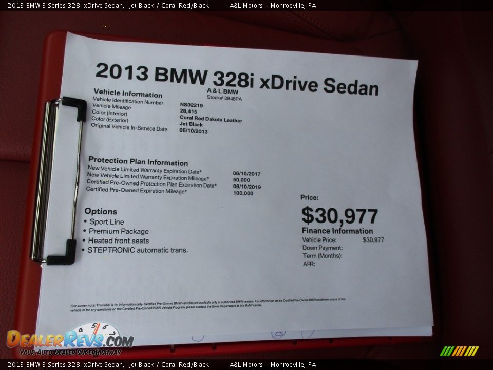 2013 BMW 3 Series 328i xDrive Sedan Jet Black / Coral Red/Black Photo #12