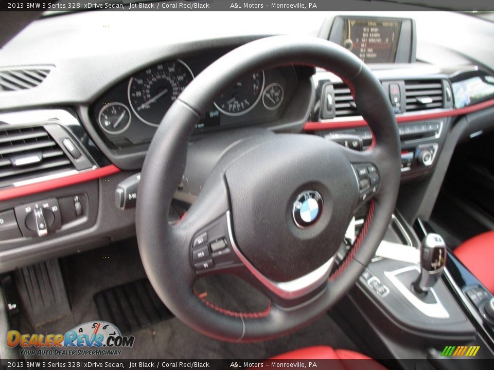 2013 BMW 3 Series 328i xDrive Sedan Jet Black / Coral Red/Black Photo #15