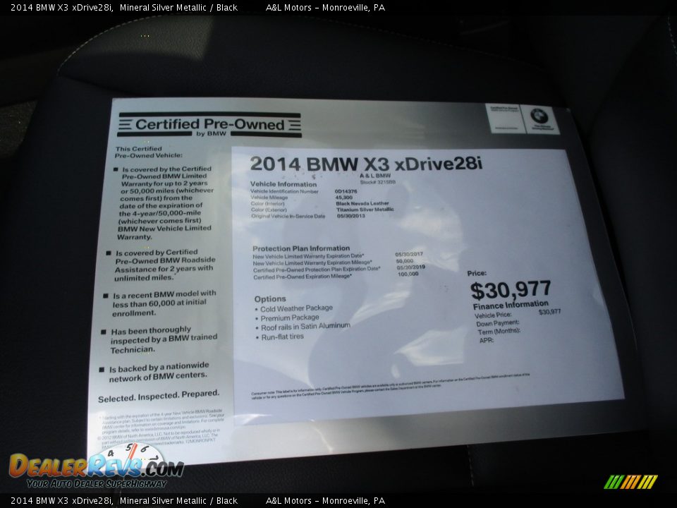 2014 BMW X3 xDrive28i Mineral Silver Metallic / Black Photo #12