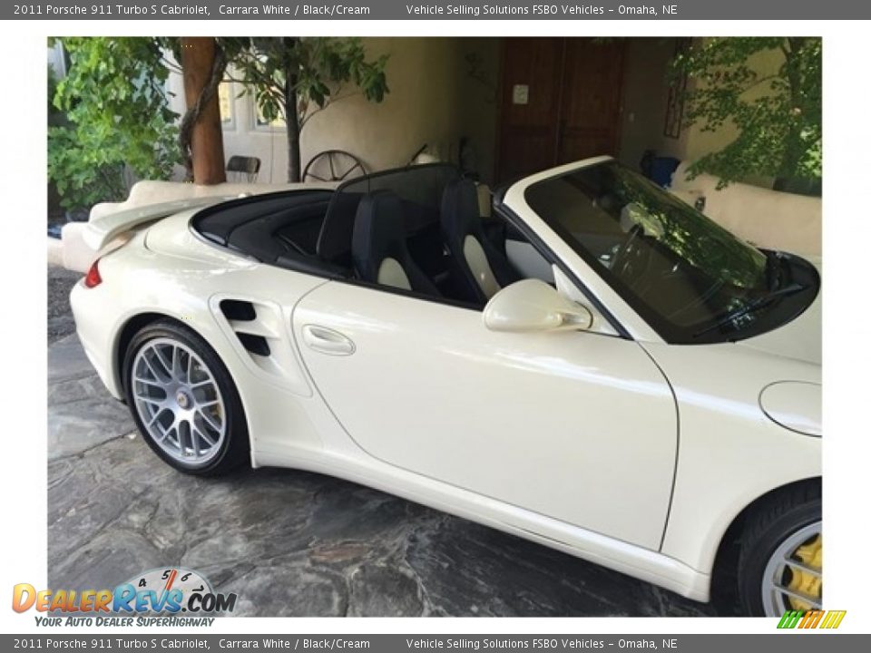 2011 Porsche 911 Turbo S Cabriolet Carrara White / Black/Cream Photo #25