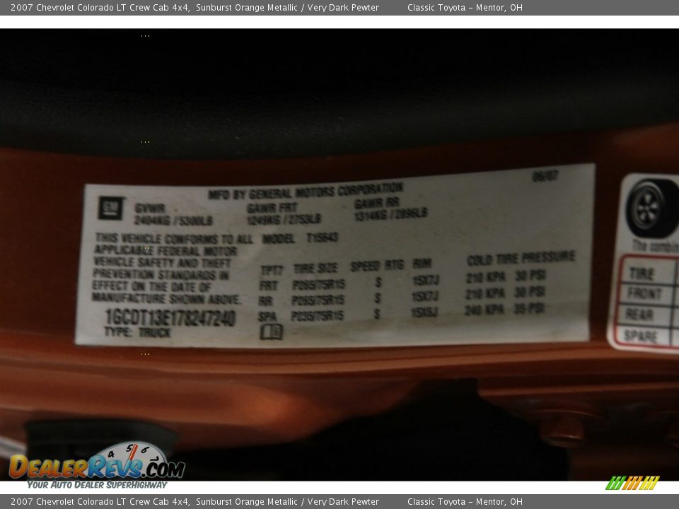 2007 Chevrolet Colorado LT Crew Cab 4x4 Sunburst Orange Metallic / Very Dark Pewter Photo #15