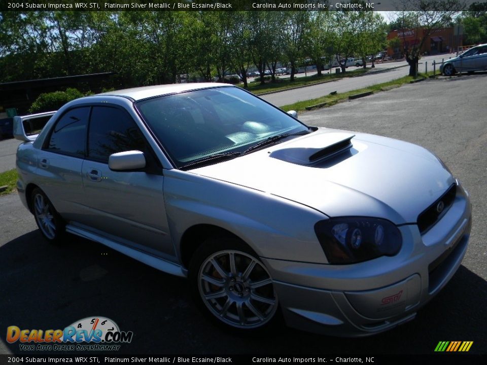 2004 Subaru Impreza WRX STi Platinum Silver Metallic / Blue Ecsaine/Black Photo #3
