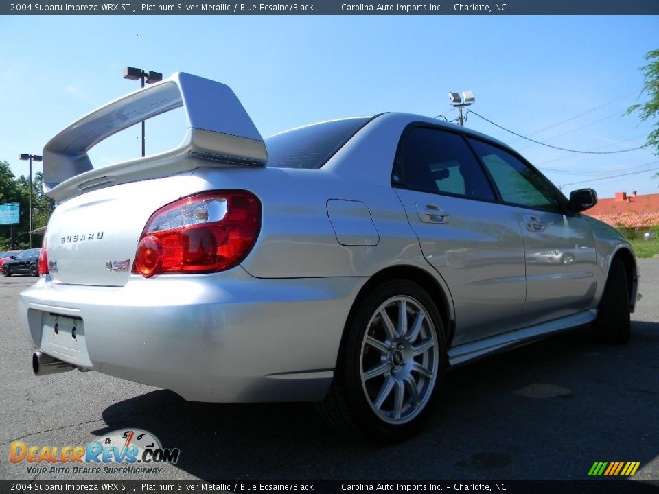 2004 Subaru Impreza WRX STi Platinum Silver Metallic / Blue Ecsaine/Black Photo #10