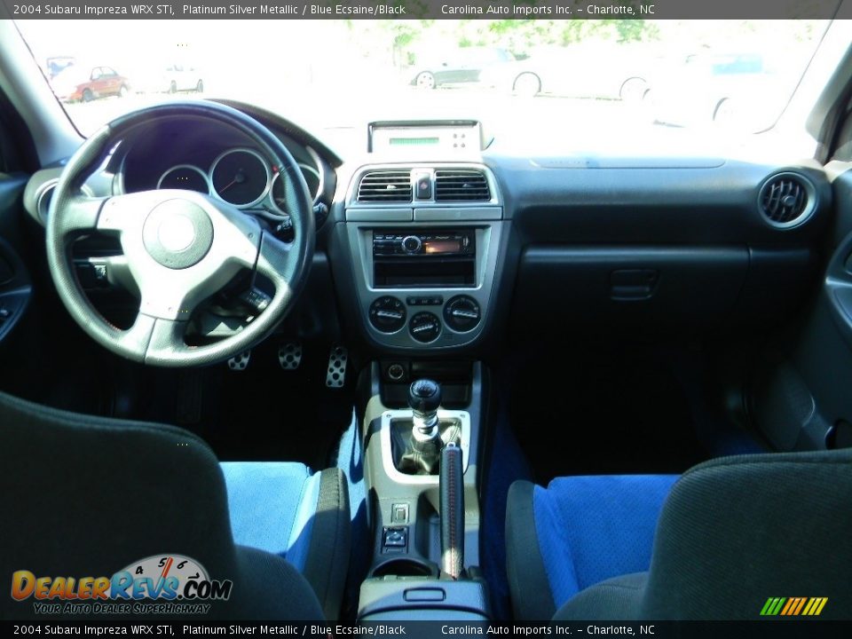 2004 Subaru Impreza WRX STi Platinum Silver Metallic / Blue Ecsaine/Black Photo #13