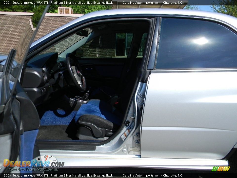 2004 Subaru Impreza WRX STi Platinum Silver Metallic / Blue Ecsaine/Black Photo #17