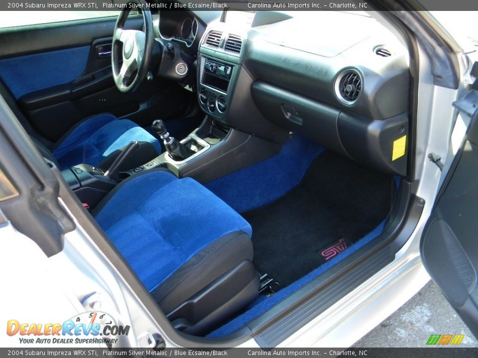 2004 Subaru Impreza WRX STi Platinum Silver Metallic / Blue Ecsaine/Black Photo #22