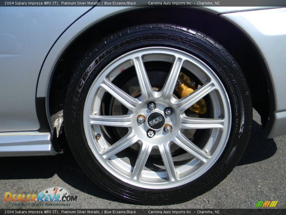 2004 Subaru Impreza WRX STi Platinum Silver Metallic / Blue Ecsaine/Black Photo #26