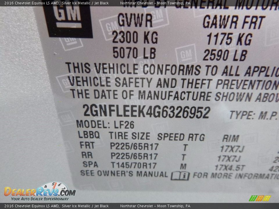 2016 Chevrolet Equinox LS AWD Silver Ice Metallic / Jet Black Photo #16