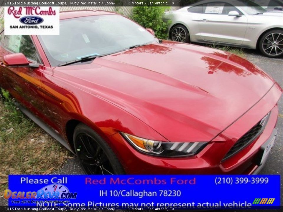 2016 Ford Mustang EcoBoost Coupe Ruby Red Metallic / Ebony Photo #1