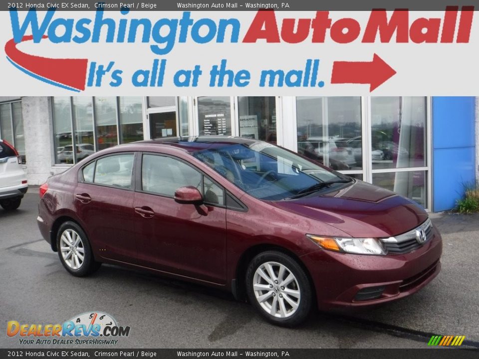 2012 Honda Civic EX Sedan Crimson Pearl / Beige Photo #1