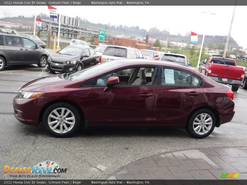 2012 Honda Civic EX Sedan Crimson Pearl / Beige Photo #7