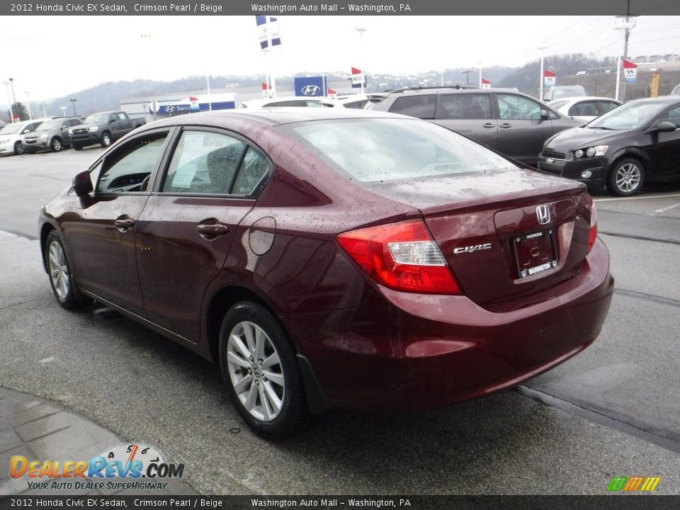 2012 Honda Civic EX Sedan Crimson Pearl / Beige Photo #8