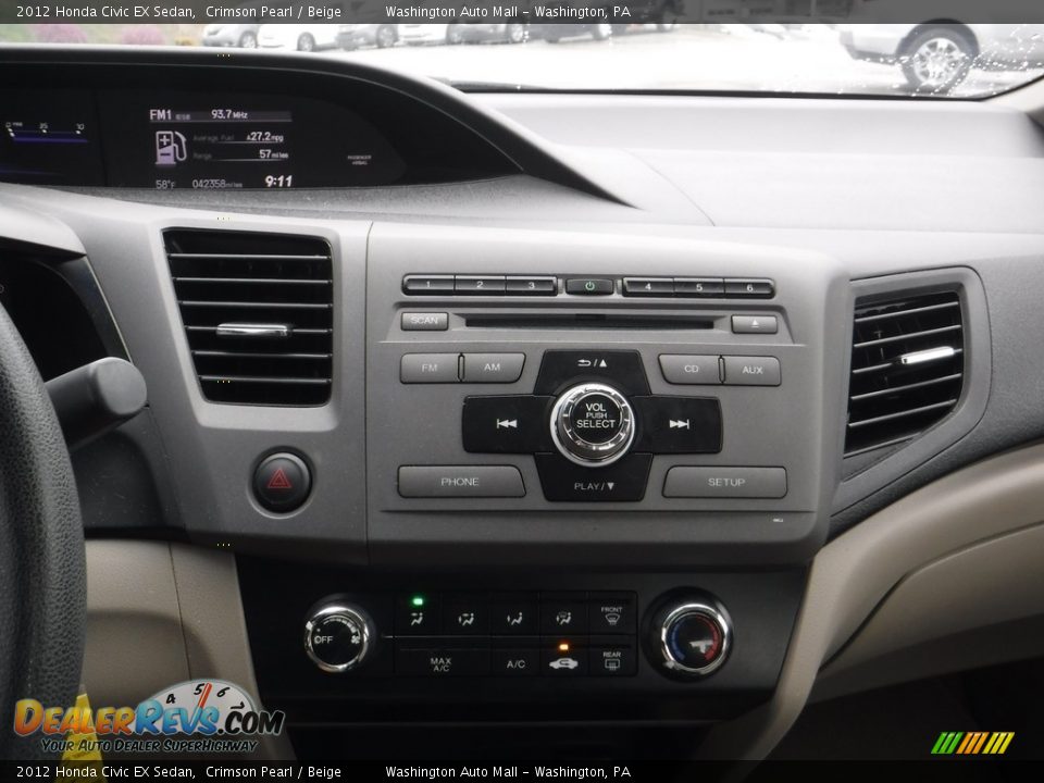 2012 Honda Civic EX Sedan Crimson Pearl / Beige Photo #16