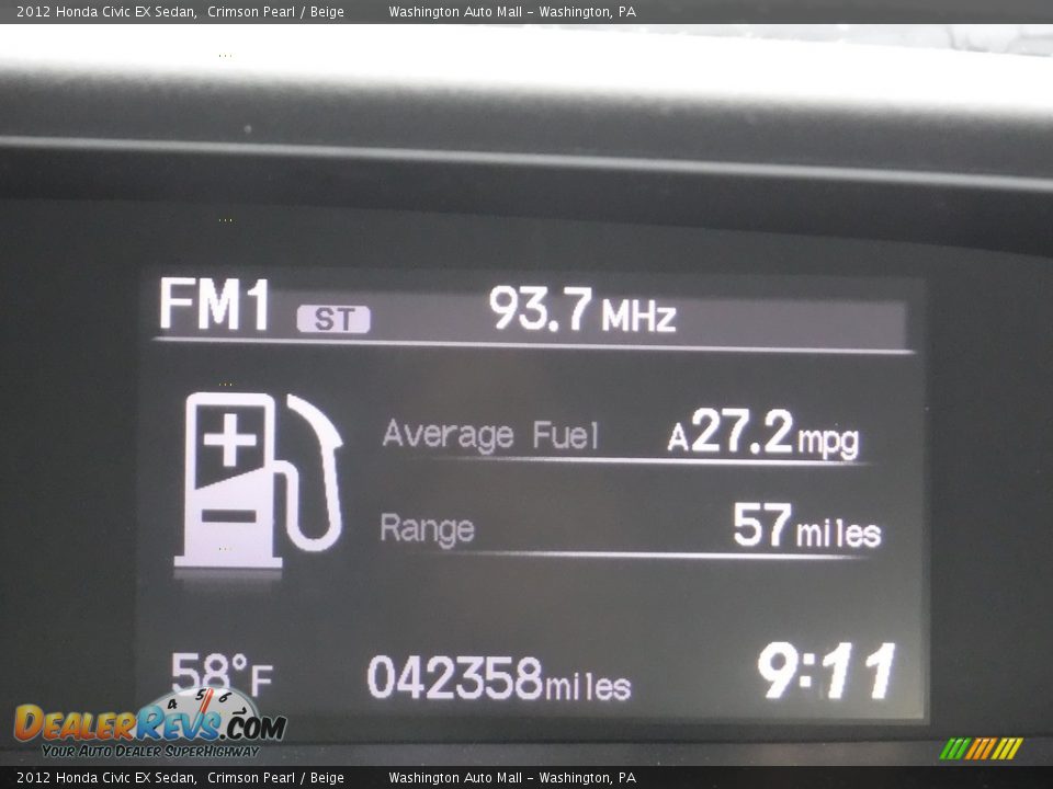 2012 Honda Civic EX Sedan Crimson Pearl / Beige Photo #22