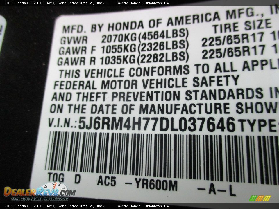 2013 Honda CR-V EX-L AWD Kona Coffee Metallic / Black Photo #9