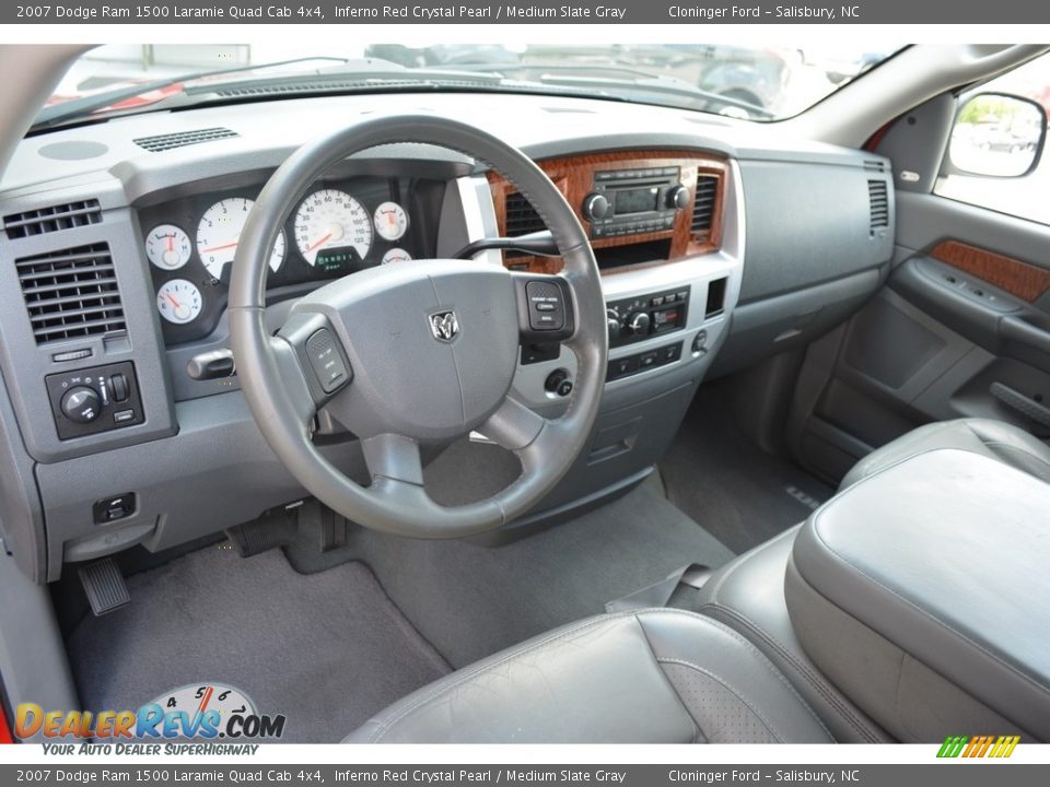 2007 Dodge Ram 1500 Laramie Quad Cab 4x4 Inferno Red Crystal Pearl / Medium Slate Gray Photo #12