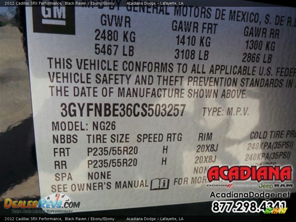 2012 Cadillac SRX Performance Black Raven / Ebony/Ebony Photo #17