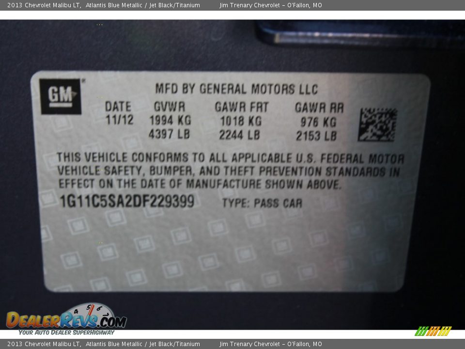 2013 Chevrolet Malibu LT Atlantis Blue Metallic / Jet Black/Titanium Photo #17