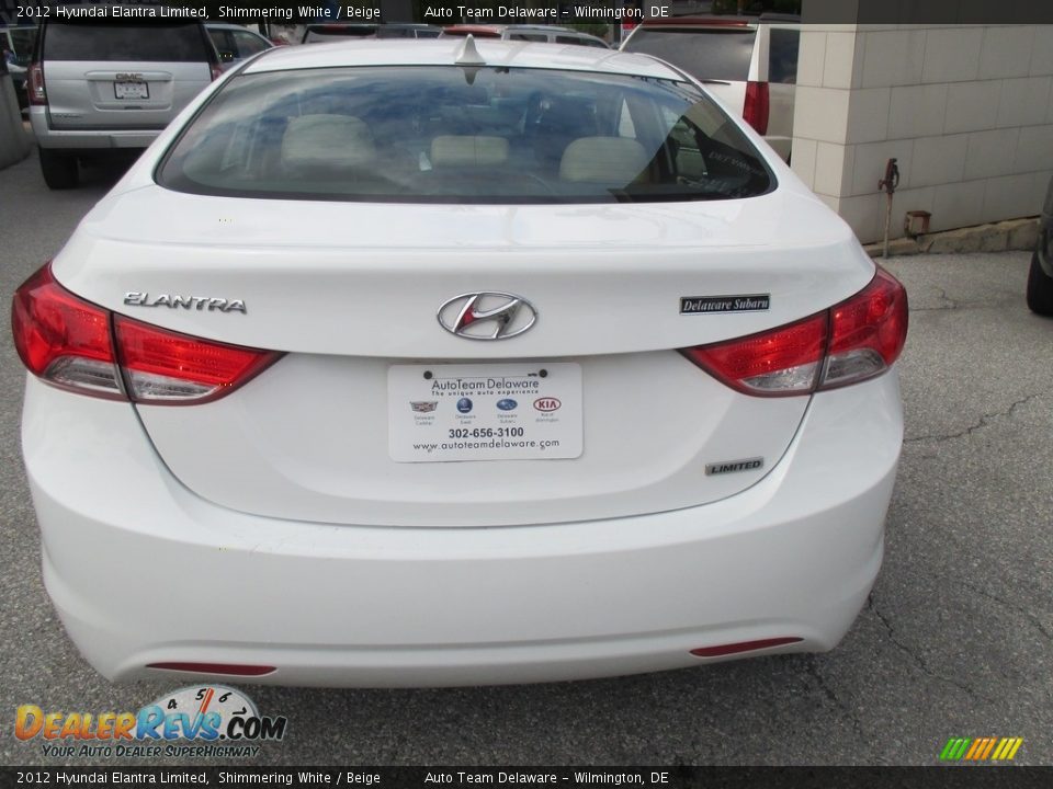 2012 Hyundai Elantra Limited Shimmering White / Beige Photo #8