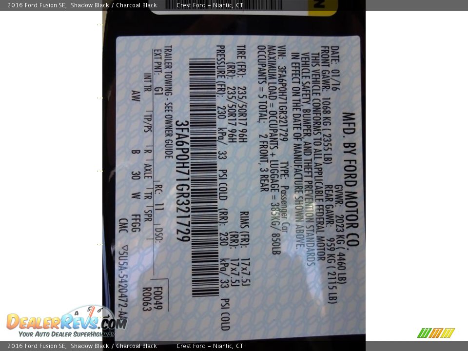 2016 Ford Fusion SE Shadow Black / Charcoal Black Photo #16