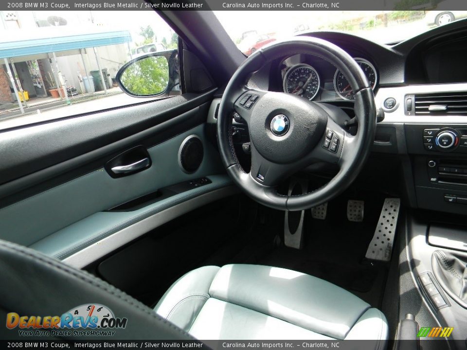 2008 BMW M3 Coupe Interlagos Blue Metallic / Silver Novillo Leather Photo #12