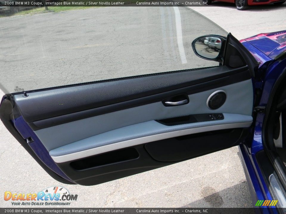 2008 BMW M3 Coupe Interlagos Blue Metallic / Silver Novillo Leather Photo #19