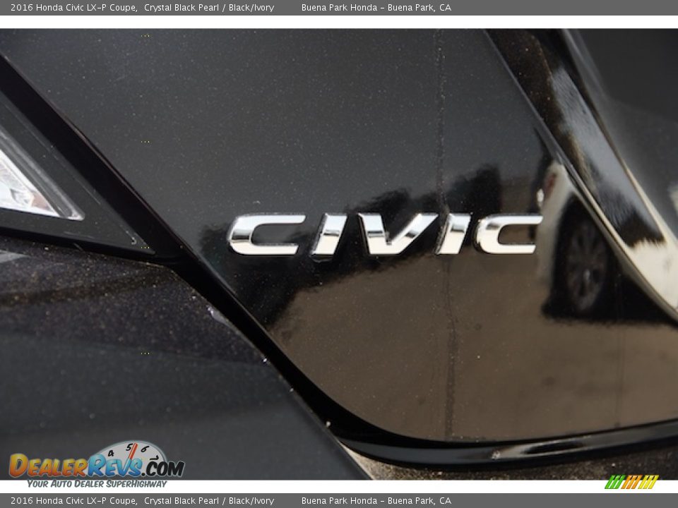 2016 Honda Civic LX-P Coupe Crystal Black Pearl / Black/Ivory Photo #3
